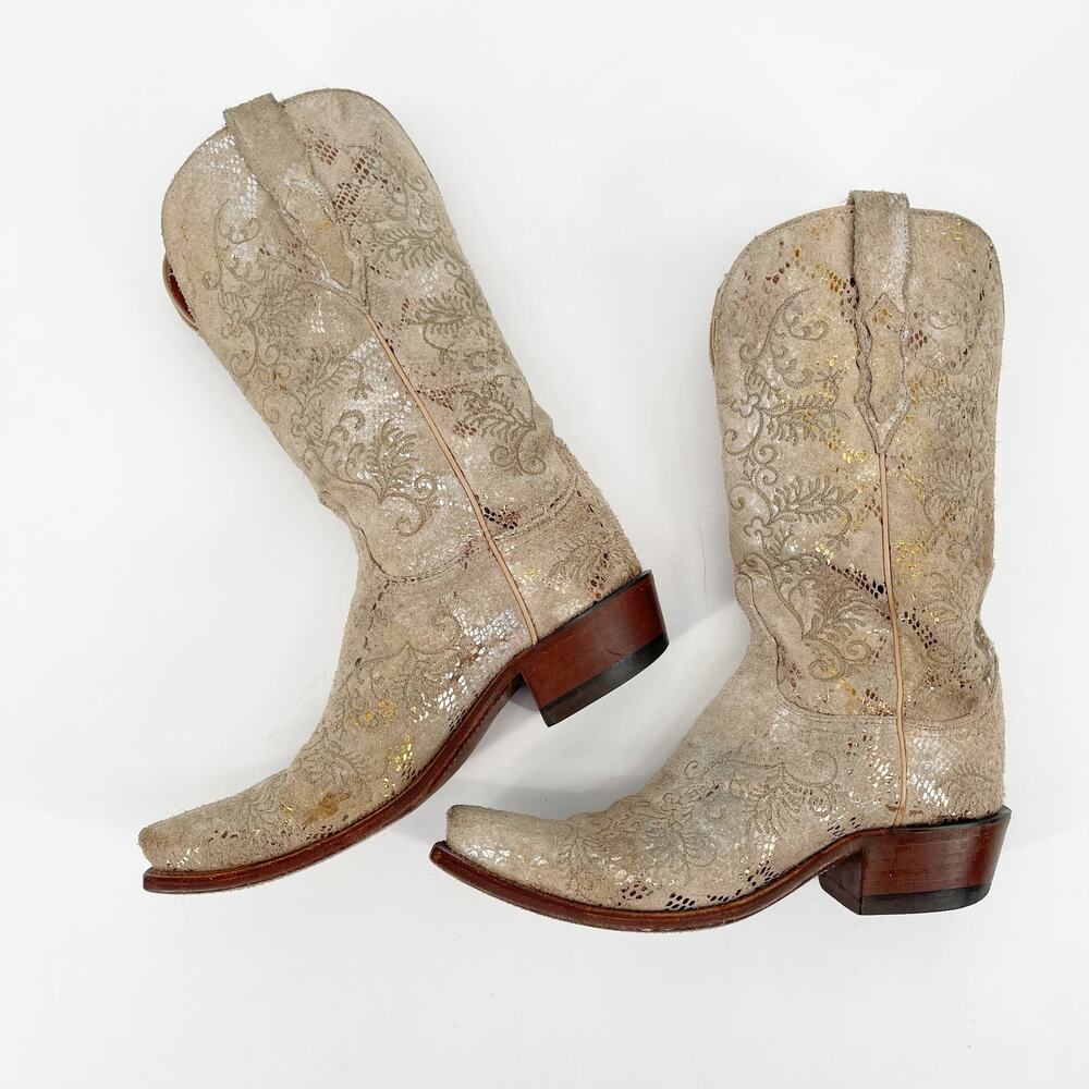 Lucchese Women’s 7.5 Stone Metallic Python Print … - image 4